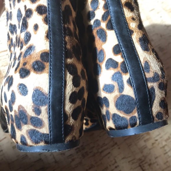 Nine West Huggins Leopard Print Genuine Calf Hair Ankle Boot Bootie 7.5 - Picture 5 of 10